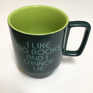 I Like Big Books Coffee Mug Tea Cup 12 oz Green Ceramic Novel Reader Library NEW